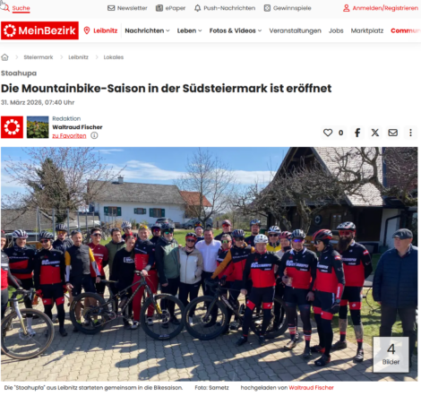 Pressebericht MeinBezirk – Die Mountainbike-Saison in der Südsteiermark ist eröffnet Pressebericht MeinBezirk – Die Mountainbike-Saison in der Südsteiermark ist eröffnet