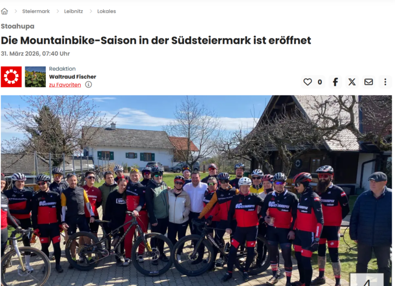Pressebericht MeinBezirk – Die Mountainbike-Saison in der Südsteiermark ist eröffnet Pressebericht MeinBezirk – Die Mountainbike-Saison in der Südsteiermark ist eröffnet