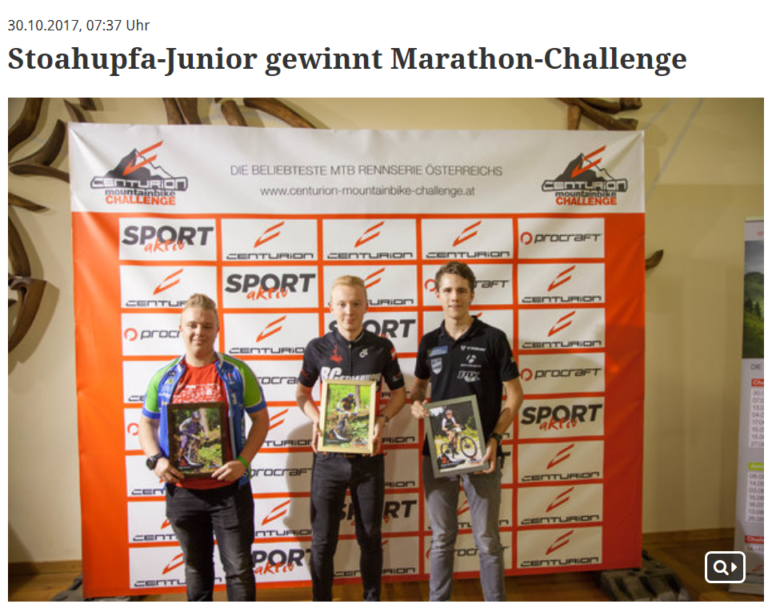 Pressebericht WOCHE – Stoahupfa-Junior gewinnt Marathon-Challenge